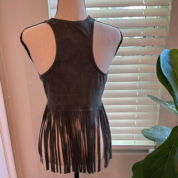 Faux Suede Fringe Tank - Picture 4 of 5